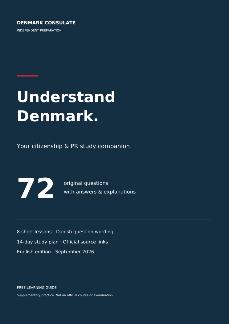 Understand Denmark study companion cover: 72 questions with answers and explanations